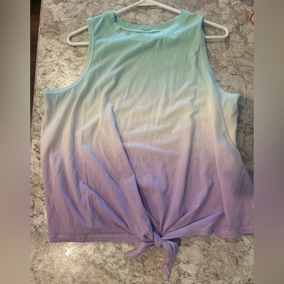 No Boundaries Ombre Tie Dye Tank Top tie front Shirt XL - Picture 4 of 9